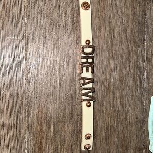 Y2K retro BCBG Dream Rubber charm bracelet cream gold bold glam arm candy stack